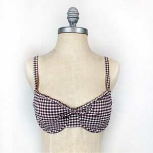 Onia Brown Gingham Marilyn Bikini Top size S NWT